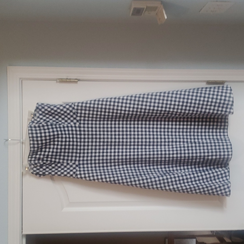 NWT Women's Draper James blue and white gingham strapless dress. Size 12.